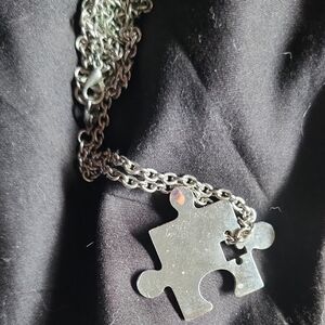 Chic Silver Puzzle Pendant Necklace